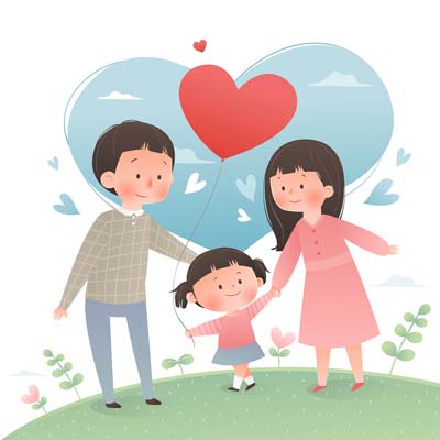 부모와 아이가 함께손잡고 있는 그림