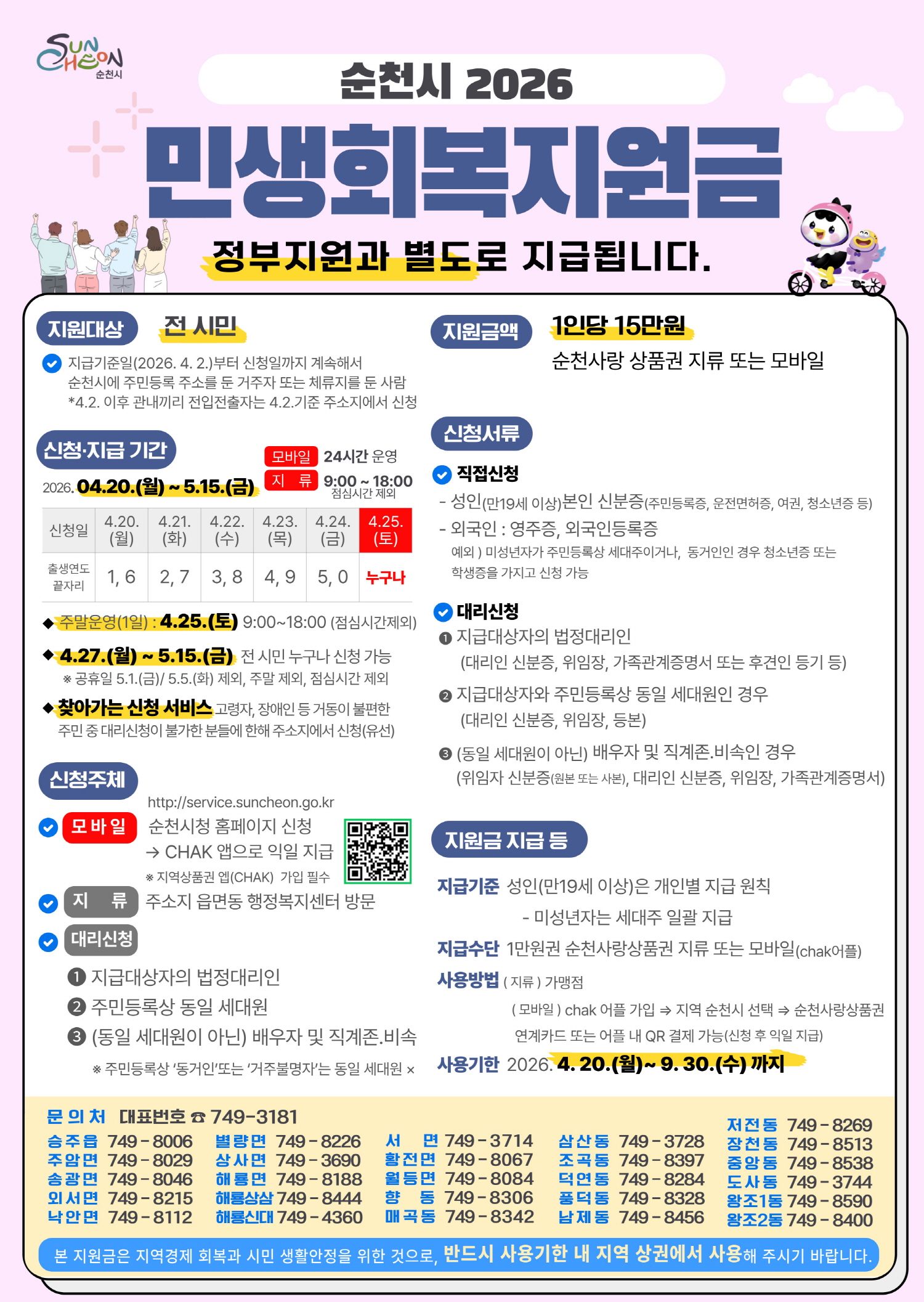 순천시 2026 민생회복지원금 지급 안내